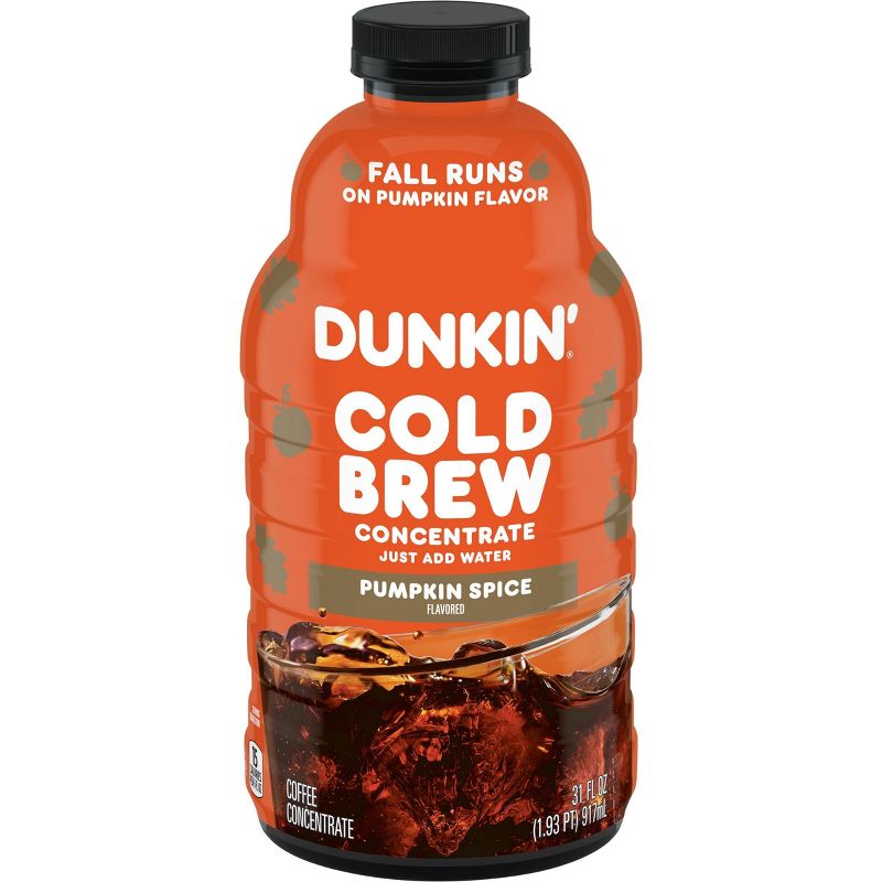 Dunkin&#8217; Pumpkin Spice Flavored Cold Brew Coffee Concentrate Medium Roast Coffee - 31oz, 1 of 11