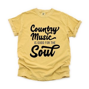 Simply Sage Market Women's Country Music Is Good For The Soul Short Sleeve Garment Dyed Tee - 1 of 3