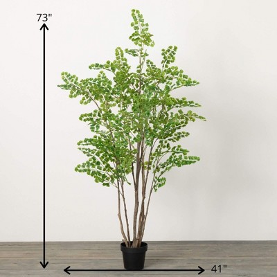 73-Inch Green Plastic Lace Fern Artificial Tree