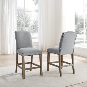 Grayson - Counter Chair With Nailhead (Set of 2) - Dark Gray - 1 of 4
