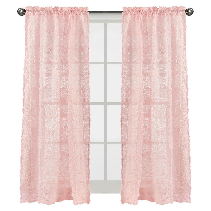Sweet Jojo Designs Window Curtain Panels 84in. Rose Pink, 1 of 6