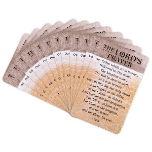 Dicksons KJV of The Lords Prayer, Tan/White 3.8 x 2.5 Inch Laminated Cardstock Pocket Card Bookmark; Pack of 12 - 1 of 2