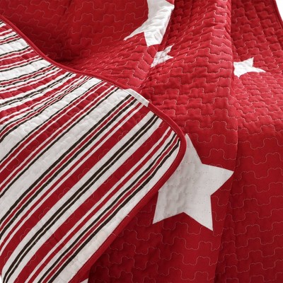 Red and White Cotton Reversible Star Throw Blanket