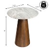 JONATHAN Y Kaito 18" Rustic Minimalist Round Marble/Wood Accent Table - 4 of 4