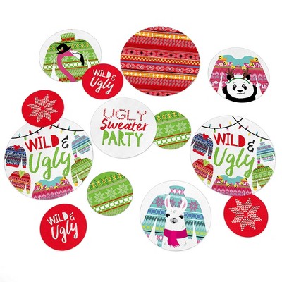 Big Dot of Happiness Wild and Ugly Sweater Party - Holiday and Christmas Animals Party Giant Circle Confetti - Party Decor - Large Confetti 27 Count