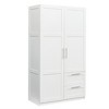 High Wardrobe And Kitchen Cabinet With 2 Doors, 2 Drawers And 5 Storage Spaces for Bedroom, Living Room, White - 3 of 4