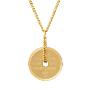 Steeltime 24" Men's stainless steel shields of strength necklace. Color Option: Silver, Gold - 1 of 4