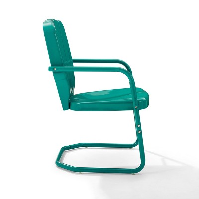 Turquoise Steel Retro Outdoor Dining Chair Set of 2