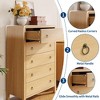 5-Drawer Tall Storage Dresser – Oak Finish Mid-Century Modern Chest, Bedroom Organizer with Gold Ring Pulls, for Living Room/Bedroom - 2 of 4