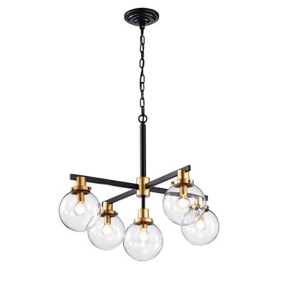 27.2" x 27.2" x 54.7" 5-Light Carson Carrington McKinnon Chandelier Black - Warehouse Of Tiffany