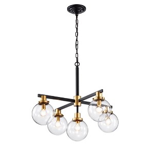 27.2" x 27.2" x 54.7" 5-Light Carson Carrington McKinnon Chandelier Black - Warehouse Of Tiffany - 1 of 2