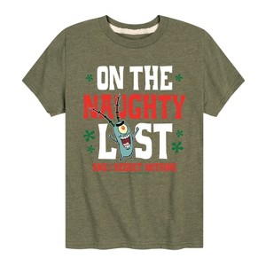 Boys' - SpongeBob SquarePants - Plankton Naughty List Short Sleeve Graphic T-Shirt - 1 of 4
