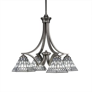 Toltec Lighting Zilo 4 - Light Chandelier in  Graphite with 7" Pewter Art Glass Shade - 1 of 1