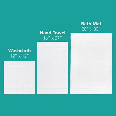 White Cotton Polyester Blend Dobby Washcloth Set, 12" x 12"