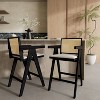 VYNXARIA 27" Height, Cream Grey Woven Cane Plastic Backrest Bar Stool - Foam-Padded Fabric Seat & Durable Rubberwood Frame - 2 of 4