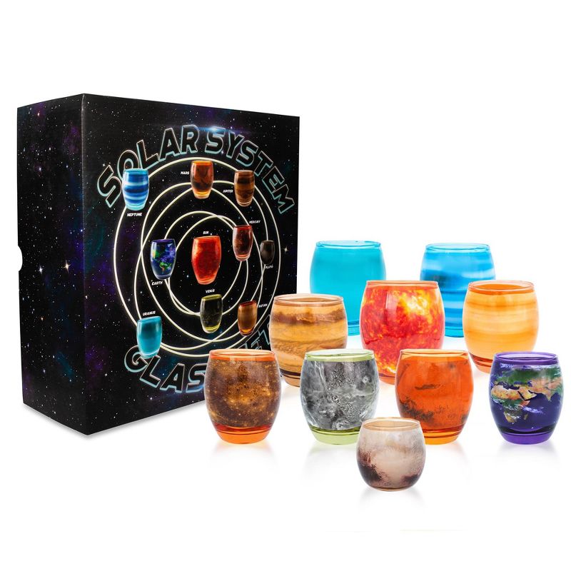Surreal Entertainment Solar System Planetary Glasses Set of 10 | Each Holds 4-10 Ounces, 1 of 8