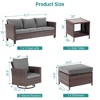 Sonkuki 6-Piece Patio Conversation Set with Swivel Rocking Chair and Side Table, Navy Blue Cushion - 3 of 4