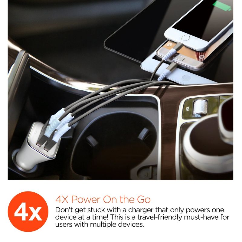HyperGear High-Power 34W Quad USB Car Charger, 2 of 7