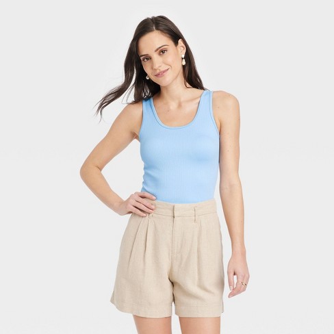 Women's Seamless Slim Fit Tank Top - A New Day™ Light Blue L