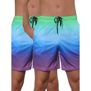 Lars Amadeus Men's Contrast Color Summer Beach Colorful Swimwear Shorts 2 Packs - 1 of 4
