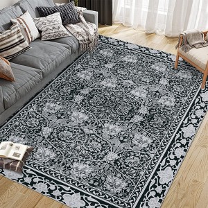 Ultra Soft Area Rug Non Slip, Stain Resistant, Washable Area Rugs for Living Room, Bedroom, Vintage Bloom Area Rug Boho Floral Pattern - 1 of 4