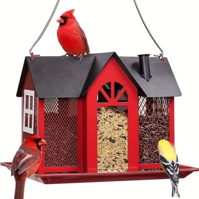 1 Outdoor Bird Feeder House - Metal Mesh Wild Bird Feeder with Triple Feeders. Durable, and Suitable for Finches, Cardinals & Chickadees.