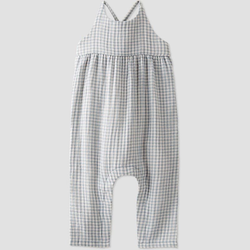little Planet By Carter's Baby Creek Gingham Gauze Jumpsuit - Blue, 1 of 7