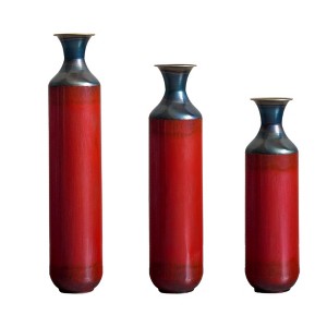 AZL1 Life Concept Decorative Vases Premium 3-Piece Modern Metal Floor Vase Set with Artistic Handcrafted Finishes, Red, 21.2"*7.87"*30.9" - 1 of 4