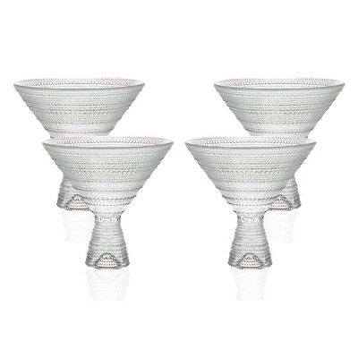 Clear Hobnail Martini Glasses - Embossed Martini Glasses - 9oz