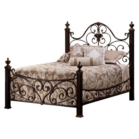 Queen Mikelson Bed With Rails Antique Gold Hillsdale Furniture Target