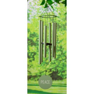 36"H Laser Etched Painted Wood Hand Tuned Windchime, "Peace", Scale "E" - 1 of 4