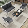 Wicker Outdoor Furniture Set, 4-Piece Patio Sectional Sofa with Handmade Rattan and Metal Frame, Conversation Couch Set with Coffee Table & Ottoman - 2 of 4