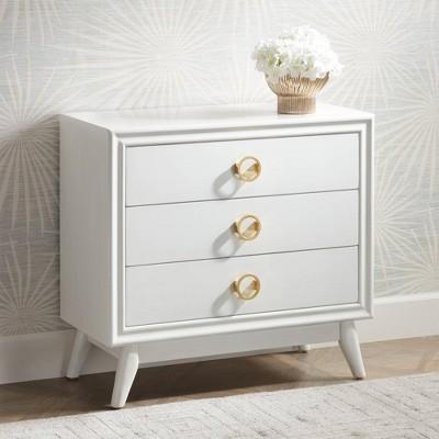 Oslo 32" White MDF and Poplar Mid-Century 3-Drawer Chest