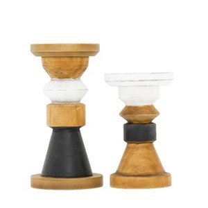 VIP Wood 9.5 in. Multicolor Candle Holders Set of 2 - 1 of 2