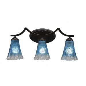 Toltec Lighting Zilo 3 - Light Vanity in  Dark Granite with 5.5" Fluted Teal Crystal  Shade - 1 of 1