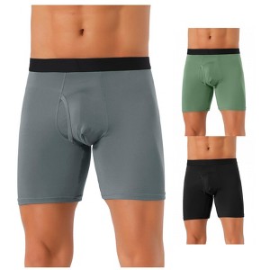 INSPIRE CHIC Men's 3 Pack Solid Color Soft Stretch Open-fly Basic Boxer Briefs - 1 of 4