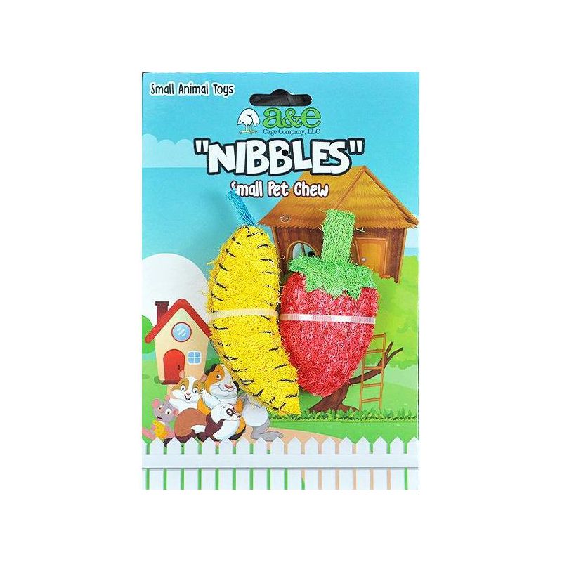 AE Cage Company Nibbles Strawberry and Banana Loofah Chew Toys, 1 of 5