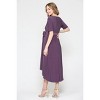 Hello Miz Women's Hi-Low Short Sleeve V Neck Maternity Wrap Dress with Belt - 3 of 4