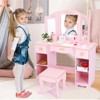 Wooden Makeup Vanity Set with 3 Drawers and Mirror, Suitable for Ages 3-9 - 4 of 4