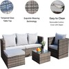 Sapphtopaz Patio Furniture Set Wicker Sectional Conversation Chairs with Cushions Coffee Table with Glass Table Top for Terrace, Garden - 4 of 4