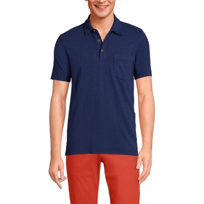 Lands' End Men's Tall Short Sleeve Slub Pocket Polo Large Tall Deep