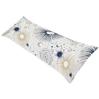 Sweet Jojo Designs Boy or Girl Gender Neutral Unisex Body Pillow Cover (Pillow Not Included) 54in.x20in. Celestial Blue Gold and Grey