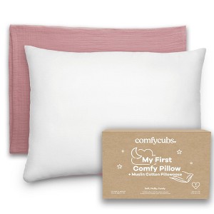 Toddler Pillow with Muslin Pillowcase, 13"x18", Kids Pillow for Sleeping by Comfy Cubs - 1 Pack - 1 of 4