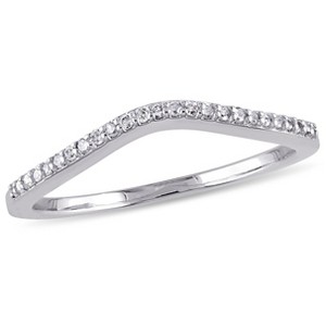 EVERLY JEWELRY | 10K White Gold 1/10 CT TW Ladies Diamond Curved Wedding Band - 1 of 3