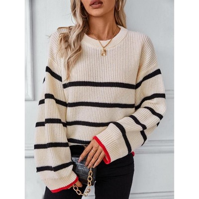 Women's Crew Neck Cropped Sweater 2025 Fall Long Sleeve Chunky Knit Pullover Sweater Tops