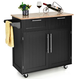 Costway Rolling Kitchen Cart Island Heavy Duty Storage Trolley Cabinet Utility - 1 of 4