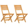 vidaXL Solid Teak Wood Folding Patio Chairs - Set of 2, Scandinavian Outdoor Seating with Comfortable Backrest and Timeless Slatted Design, Brown? - 2 of 4