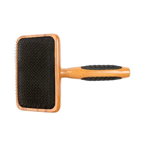 Bass Pet Brushes De matting Pet Brush with 100 Premium Alloy Pin SOFT Pure Bamboo Handle Large Slicker Style Dark Bamboo