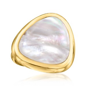 Ross-Simons Triangular Mother-Of-Pearl Ring in 18kt Gold Over Sterling - 1 of 4