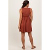 PinkBlush Rust Ribbed Sleeveless Lettuce Trim Maternity Mini Dress - 4 of 4